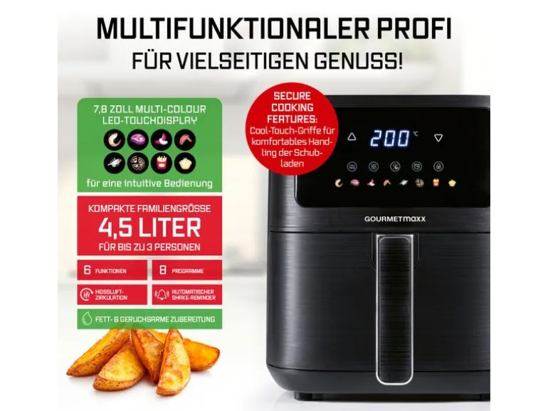 GOURMETmaxx Heissluft-Fritteuse AirGenius S 4.5 l