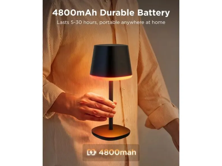 Govee Tischleuchte Schwarz, 500 lm, RGBICWW, 4800 mAh