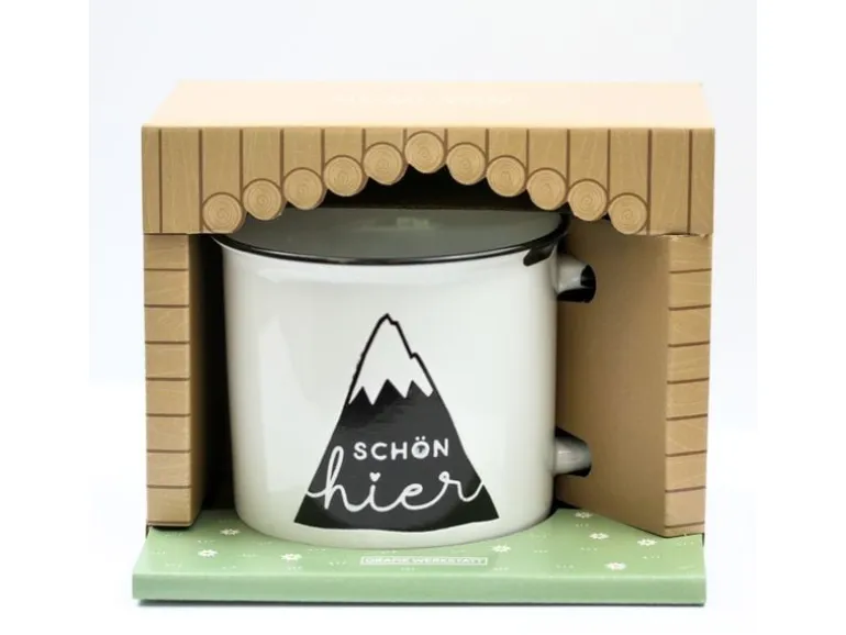Grafik Werkstatt Vintage Becher Bergglück, Schön hier