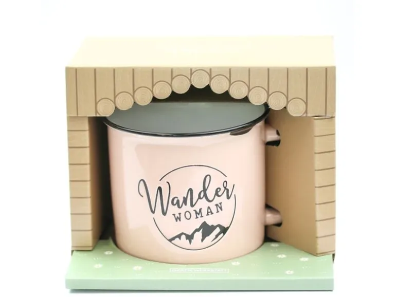 Grafik Werkstatt Vintage Becher Bergglück, Wanderwoman