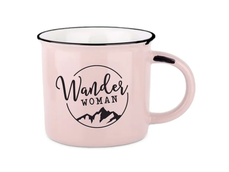 Grafik Werkstatt Vintage Becher Bergglück, Wanderwoman