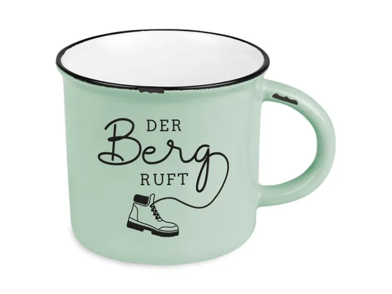 Grafik Werkstatt Vintage Becher Bergglück, Der Berg ruft