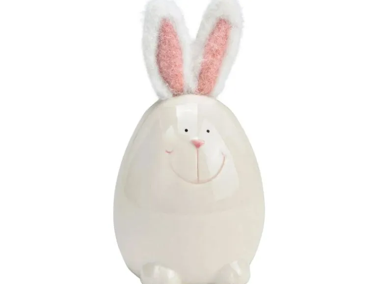 G. Wurm Aufsteller Hase 14 cm, Weiss, Rosa