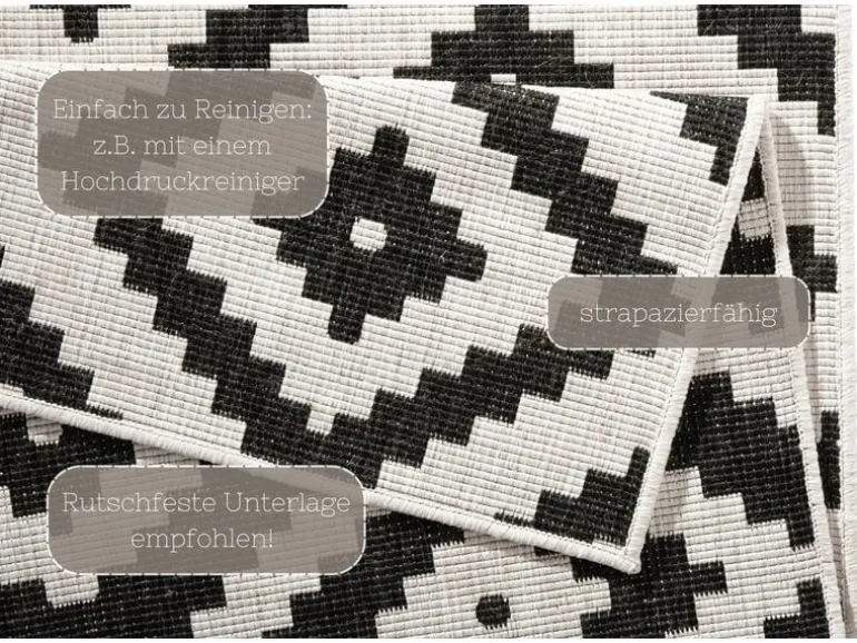 Hanse Home Malta In- & Outdoor Teppich 160 x 230 cm, Schwarz/Crème
