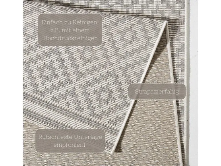 Hanse Home Raute In- & Outdoor Teppich 160 x 230 cm, Grau/Crème