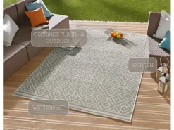 Hanse Home Raute In- & Outdoor Teppich 160 x 230 cm, Grau/Crème