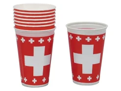 Haushaltsware Einwegbecher Schweizerkreuz 250 ml 8 Stück, Rot/Weiss