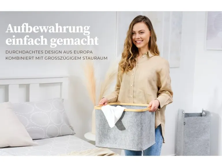 Hennez Wäschekorb Laura 40 l, Anthrazit/Nature