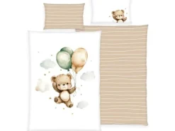 Herding Kinderbettwäsche Ballon Teddy 100 x 135 cm + 40 x 60 cm