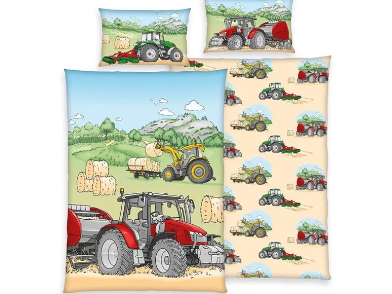 Herding Kinderbettwäsche Traktor 100 x 135 cm + 40 x 60 cm