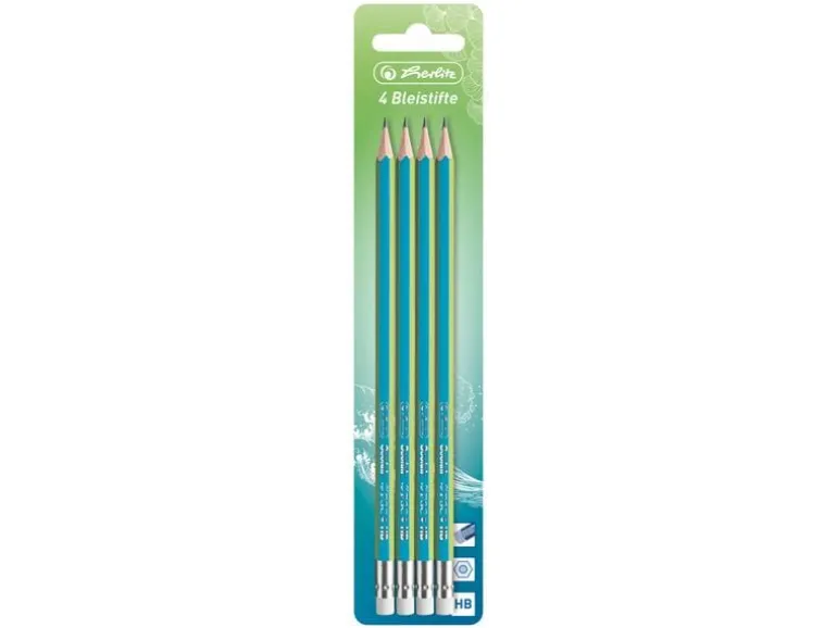 Herlitz Bleistift GREENline Blau-Grün, 4 Stück