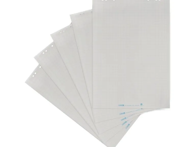 Herlitz Flipchart Block 65 x 98 cm, kariert, Weiss, 5 Stück