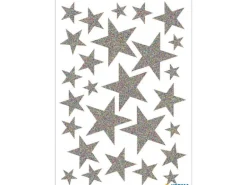 Herma Stickers Weihnachtssticker Sterne 1 Blatt à 27 Sticker, Silber