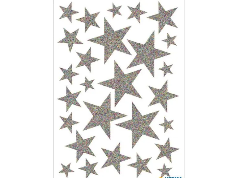 Herma Stickers Weihnachtssticker Sterne 1 Blatt à 27 Sticker, Silber