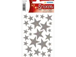 Herma Stickers Weihnachtssticker Sterne 1 Blatt à 27 Sticker, Silber