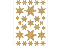 Herma Stickers Weihnachtssticker Sterne Irisierend 27 Sticker, Gold