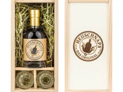 Heuschnaps Geschenkset Kräuterlikör Das Original 0.2 l & 2 Gläser