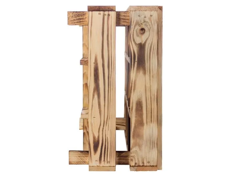 Holz Zollhaus Flaschenregal Vintage für 12 Flaschen, Kiefer geflammt