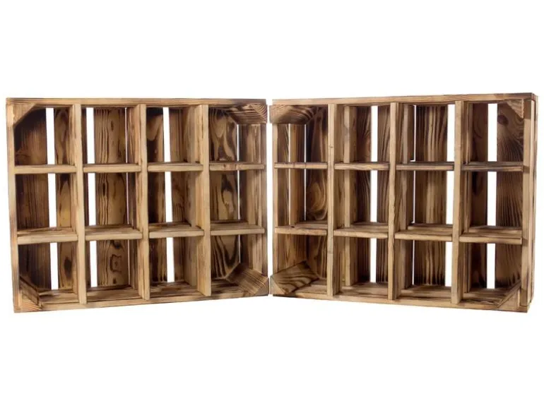 Holz Zollhaus Flaschenregal Vintage für 12 Flaschen, Kiefer geflammt