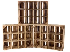 Holz Zollhaus Flaschenregal Vintage für 12 Flaschen, Kiefer geflammt