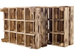 Holz Zollhaus Flaschenregal Vintage für 12 Flaschen, Kiefer geflammt