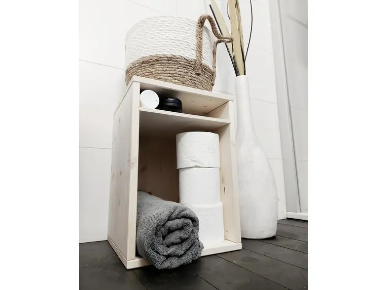 Holz Zollhaus Hocker Sitz- und Aufbewahrungshocker Nature