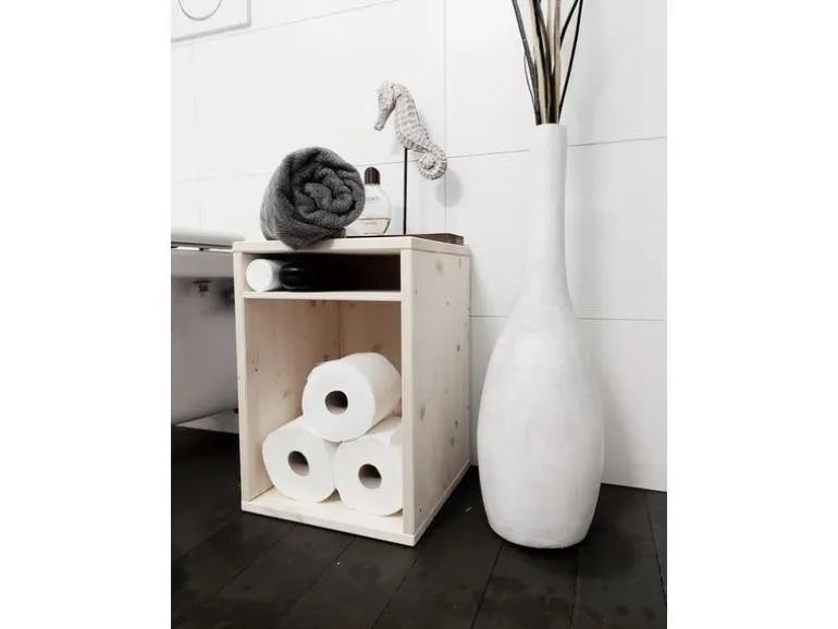 Holz Zollhaus Hocker Sitz- und Aufbewahrungshocker Nature