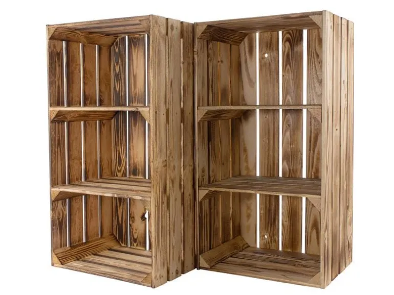 Holz Zollhaus Regal Vintage geflammt 40 x 75 cm
