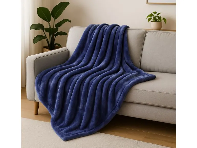 Home Fashion Decke Fleecedecke 150 x 200 cm, Blau/Marineblau