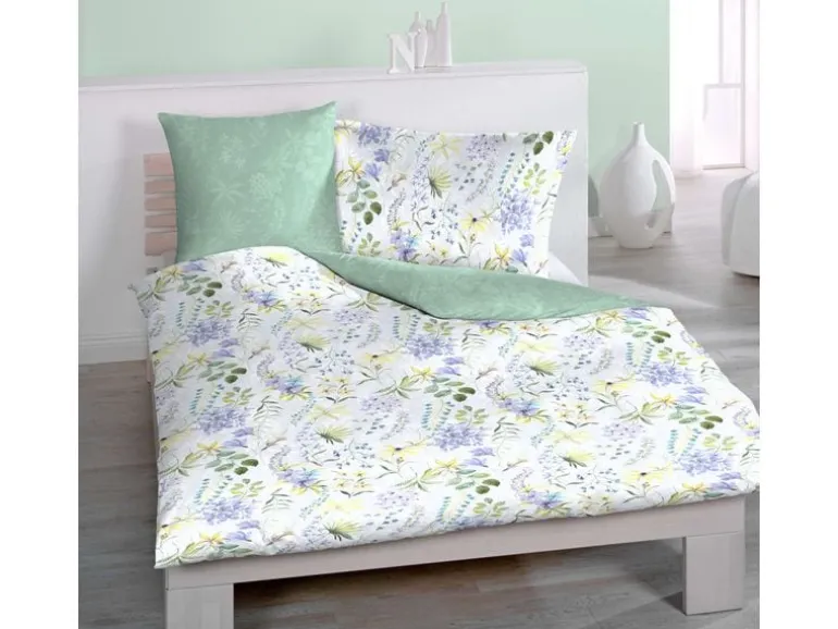 Home Fashion Duvetbezug Satin bedruckt Blüten 160 x 210 cm