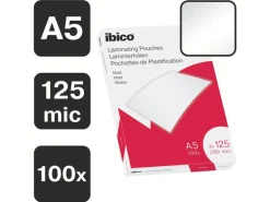 Ibico Laminierfolie A5, 125 µm, 100 Stück, Wasserabweisend; Matt