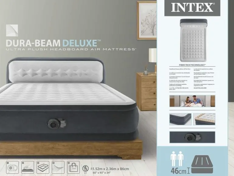 Intex Luftbett Dura Beam mit Headboard Queen 152 x 236 x 46 cm