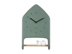 KARLSSON Wanduhr Love Birds 20 x 32 cm, Dschungel grün