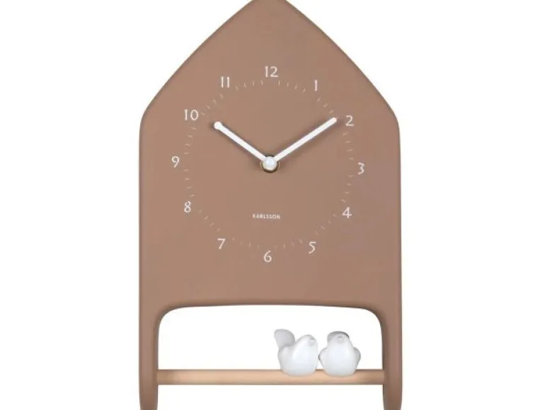 KARLSSON Wanduhr Love Birds 20 x 32 cm, Mokkabraun