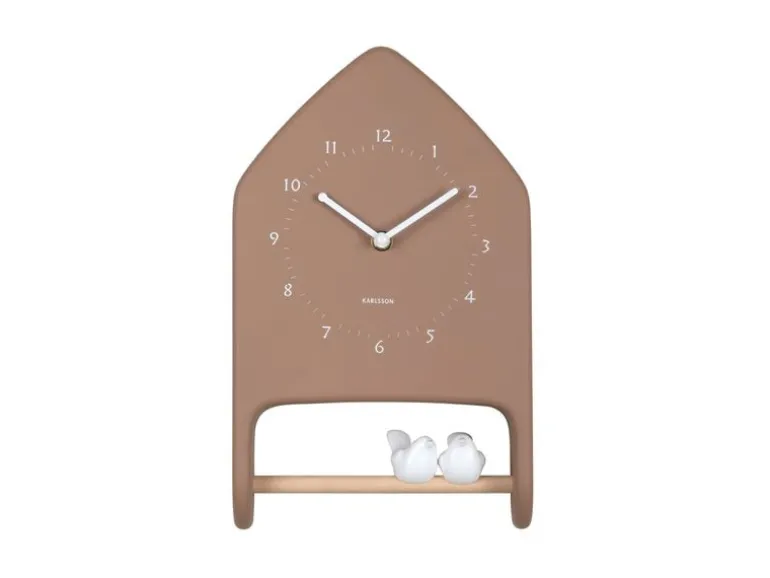 KARLSSON Wanduhr Love Birds 20 x 32 cm, Mokkabraun