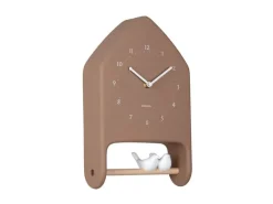 KARLSSON Wanduhr Love Birds 20 x 32 cm, Mokkabraun