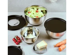 Kesper Schüssel-Set Edelstahl Silber & Schwarz 1.20 l