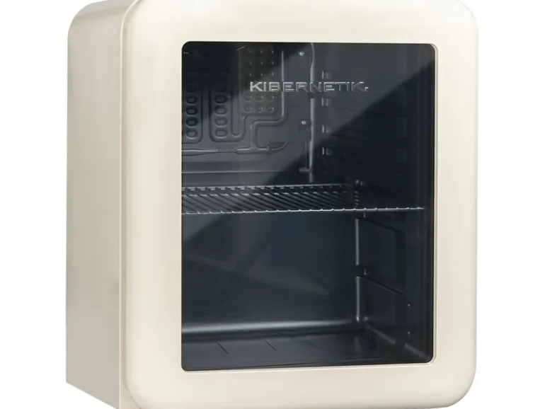 Kibernetik Gewerbekühlschrank RKS46 Retro Beige, Wechselbar, Rechts