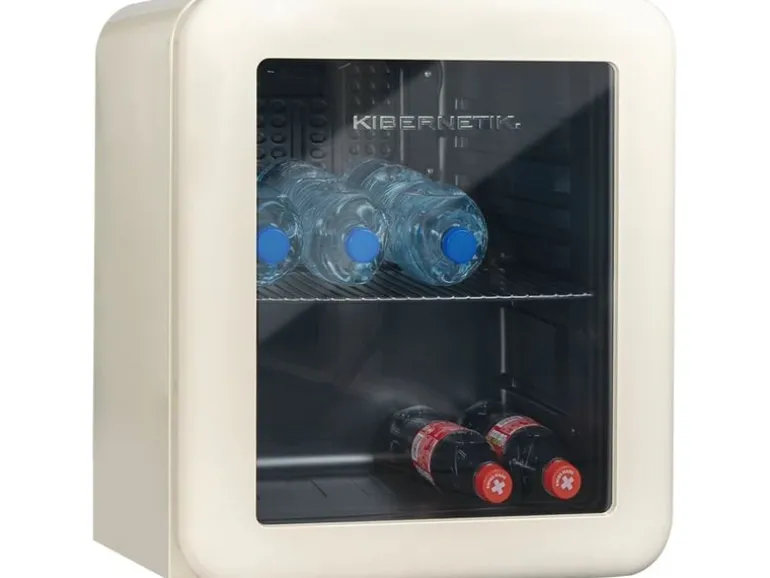 Kibernetik Gewerbekühlschrank RKS46 Retro Beige, Wechselbar, Rechts