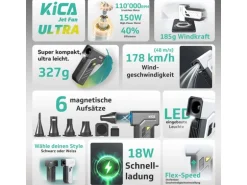 KiCA Handventilator Jet Fan Ultra Schwarz