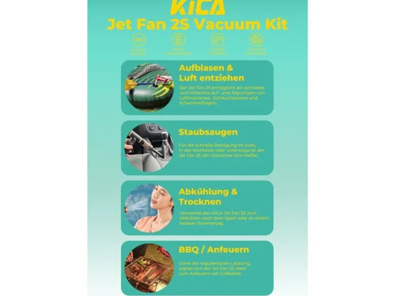 KiCA Jet Fan 2S Vacuum Kit mit Staubsaugadapter Schwarz
