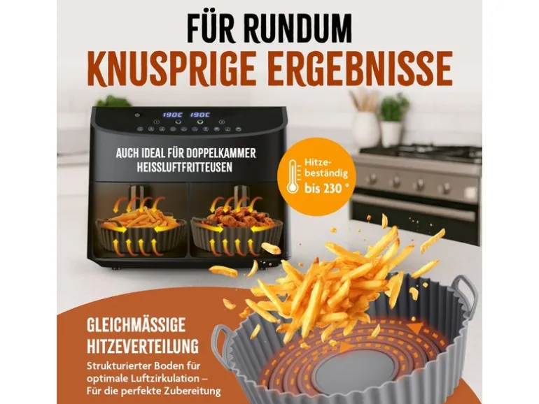 KitchBo Silikonform, 20 x 20 x 6.3 cm, Schwarz / Grau