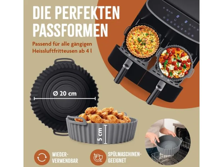 KitchBo Silikonform, 20 x 20 x 6.3 cm, Schwarz / Grau