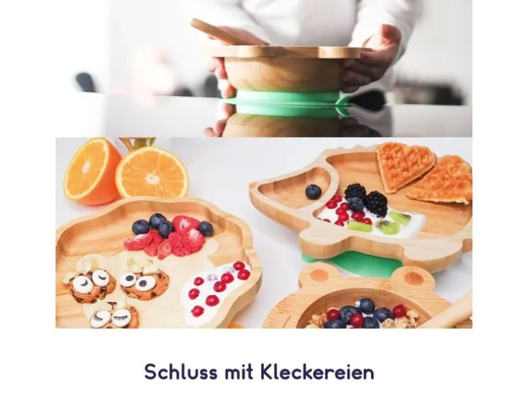 Kleinfuchs Babyteller Bambus Kuh Rosa