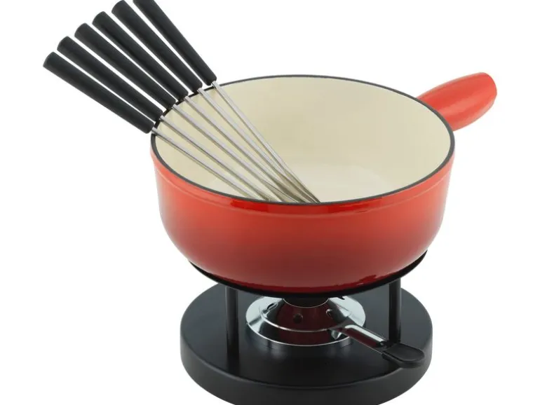 Kuhn Rikon Käsefondue-Set Induktion 9 Teile, Schwarz/Rot