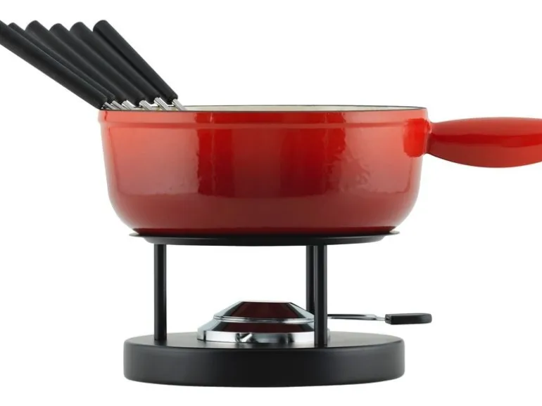 Kuhn Rikon Käsefondue-Set Induktion 9 Teile, Schwarz/Rot