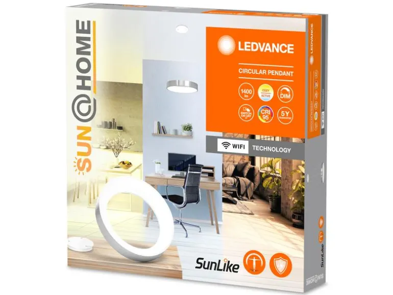 Ledvance Pendelleuchte Sun@Home Circular, 18.5W, 2200-5000K, Silber