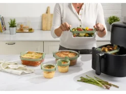Lékué Backeinsatz Glasbehälter für Air Fryer Rechteckig, 2 Stück