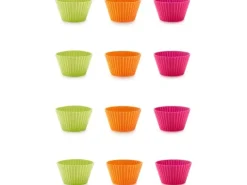 Lékué Muffin Backform Silikon, mehrfarbig, 12er Set