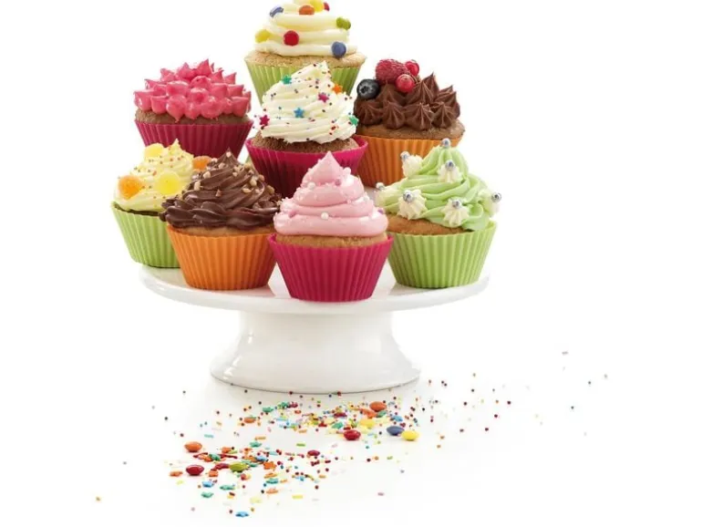 Lékué Muffin Backform Silikon, mehrfarbig, 12er Set